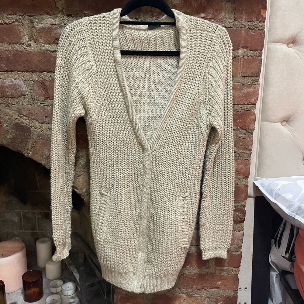 Chunky knit long cardigan